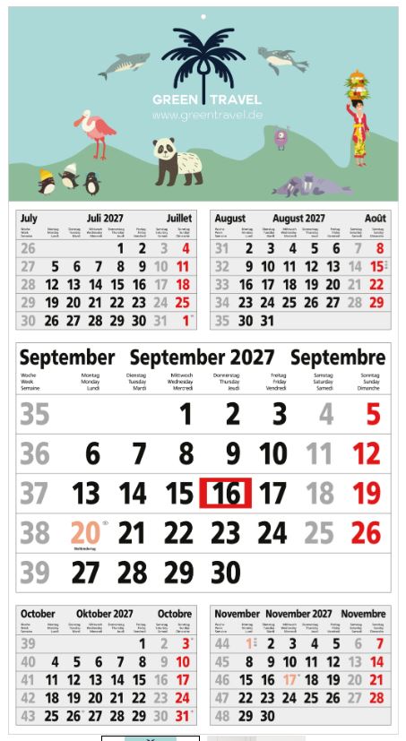 5-Monats-Einblockkalnder Budget